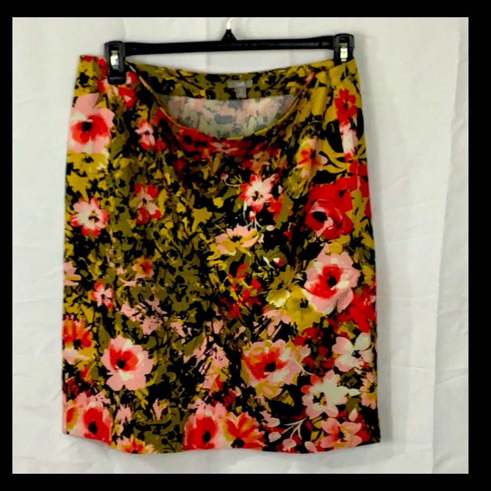 JJill Floral pink/black/green midi skirt